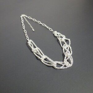 Woven Mesh Chain Link Necklace Silver Lightweight 18" Adjustable Length Gift